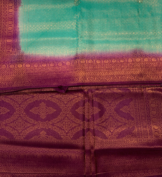 Rama Green shade kuberra pattu with Magenta Pallu