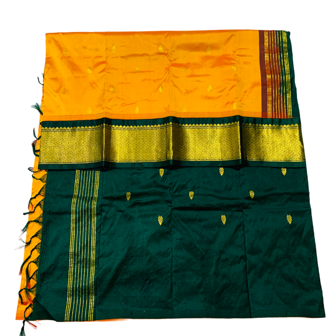 Pure Kanchipuram Silk Mango Yellow Colour