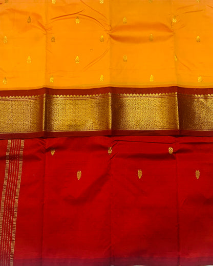 Pure Kanchipuram Silk Mango Yellow Colour