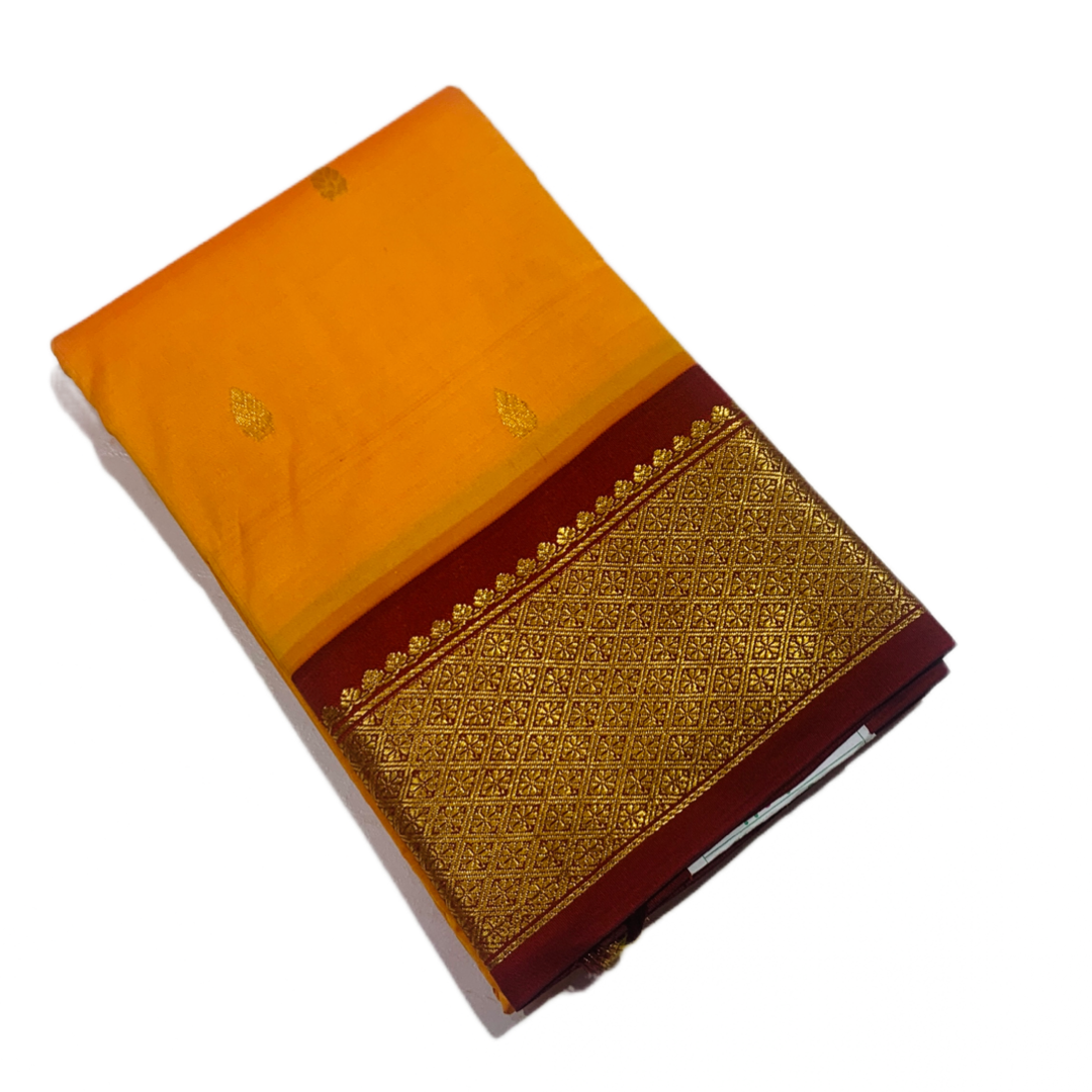 Pure Kanchipuram Silk Mango Yellow Colour