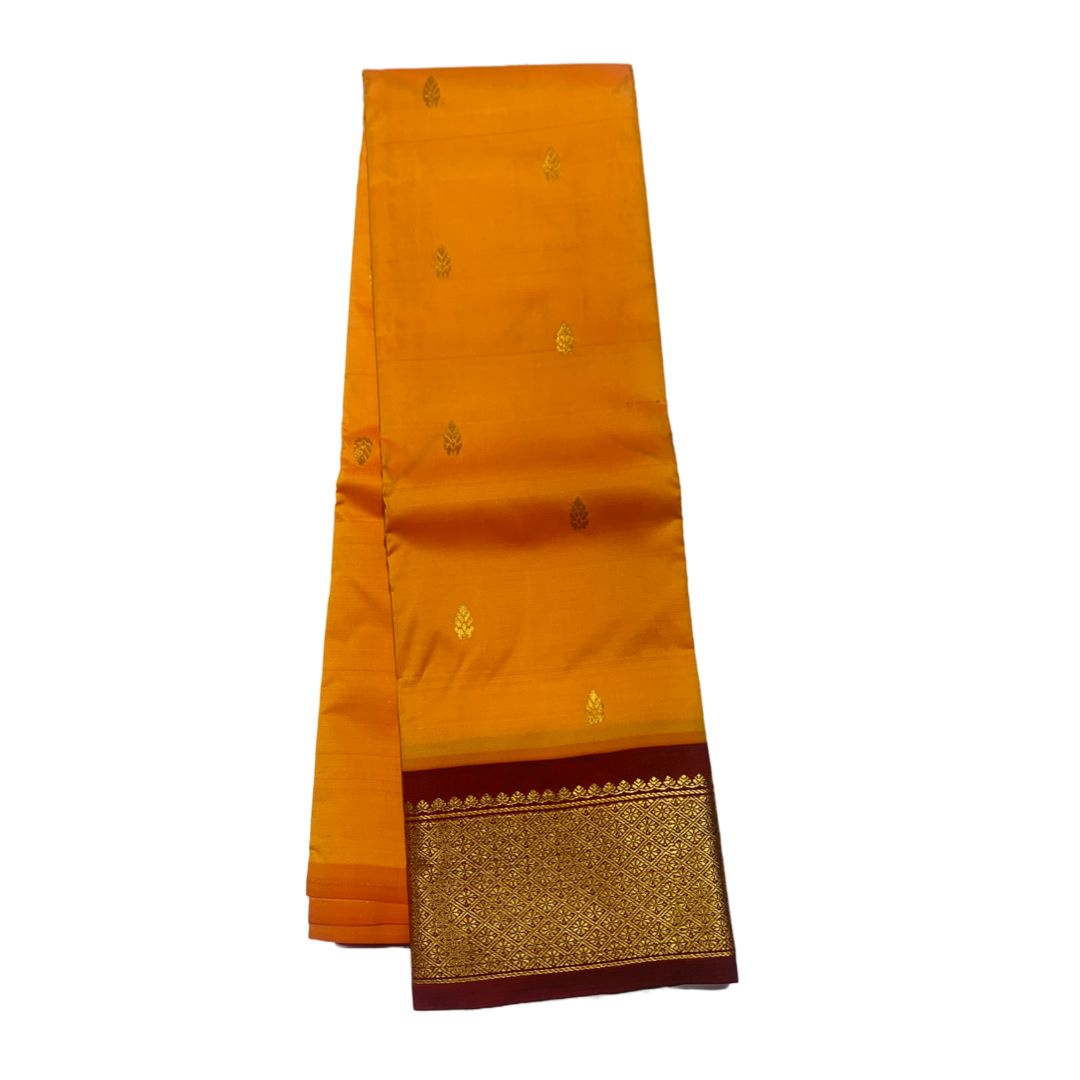 Pure Kanchipuram Silk Mango Yellow Colour