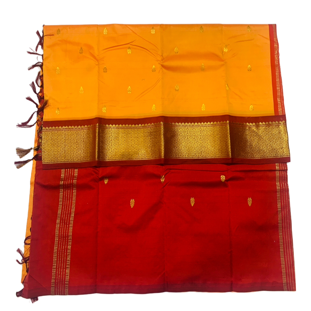 Pure Kanchipuram Silk Mango Yellow Colour