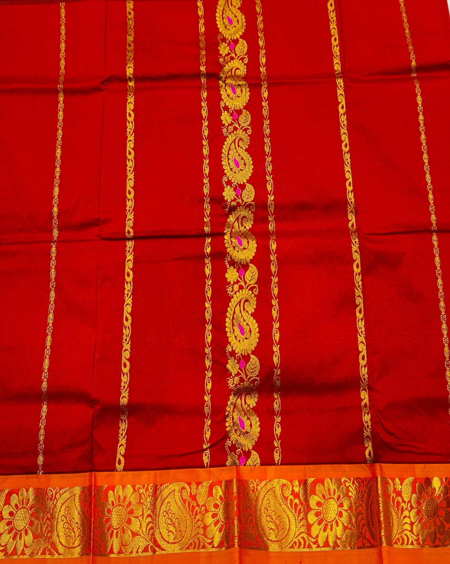 Maroon shade Semi silk Kids Pattu Pavadai with contrast border for age 2 to 5 years