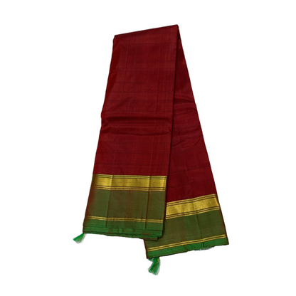 Pure Kanchivaram Silk Saree Maroon Colour with Dark Green Border