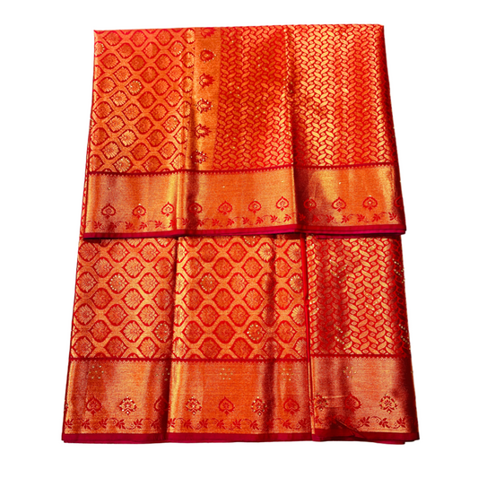 Bridal Vegan Silk Saree Maroon Colour with Unstitched blouse in Aari work