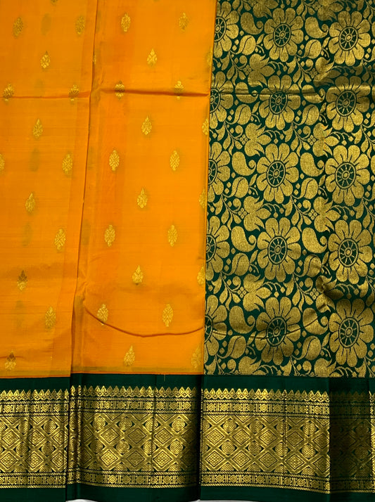 Pure Kanchipuram Silk Mango Yellow Colour