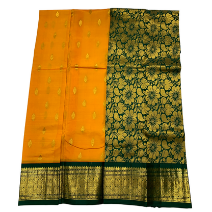 Pure Kanchipuram Silk Mango Yellow Colour