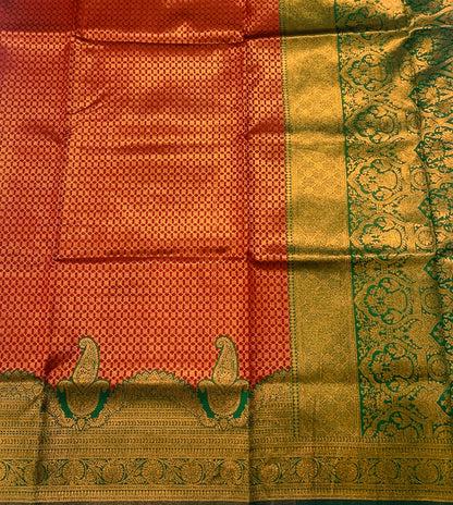 Maroon shade saree with Green Border