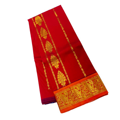 Maroon shade Semi Silk Kids Pattu Pavadai with Contrast border for age above 10 years