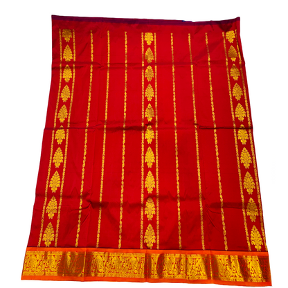 Maroon shade Semi Silk Kids Pattu Pavadai with Contrast border for age above 10 years