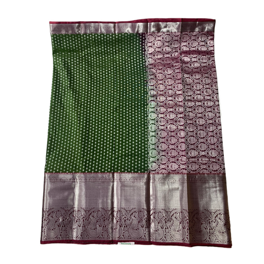 Vegan Silk Saree Olive Green with Maroon Border