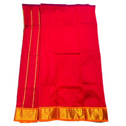 Maroon shade Semi Silk Kids Pattu Pavadai with Contrast border for age above 10 years