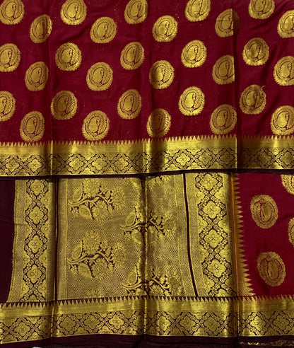 Crepe Saree Maroon Colour with Mango Design