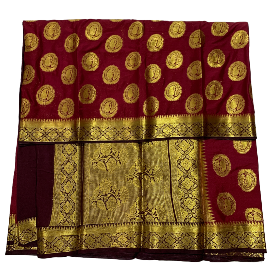 Crepe Saree Maroon Colour with Mango Design