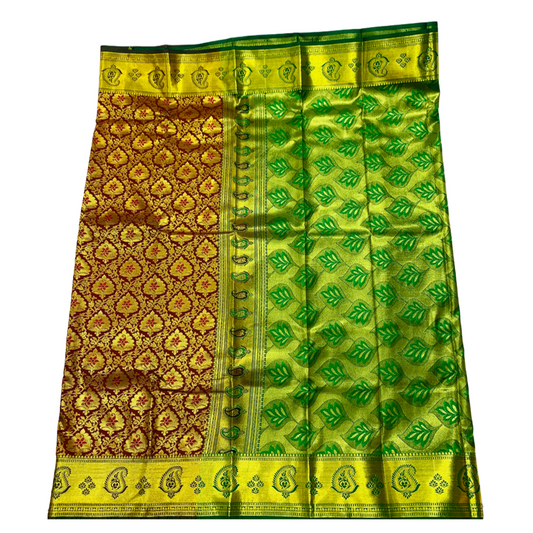 Maroon Shade Vegan Silk Saree with Golden Border with Mango design