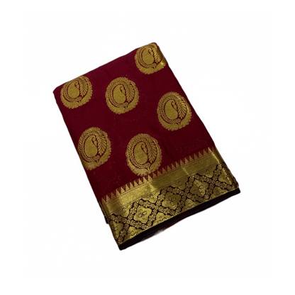 Crepe Saree Maroon Colour with Mango Design