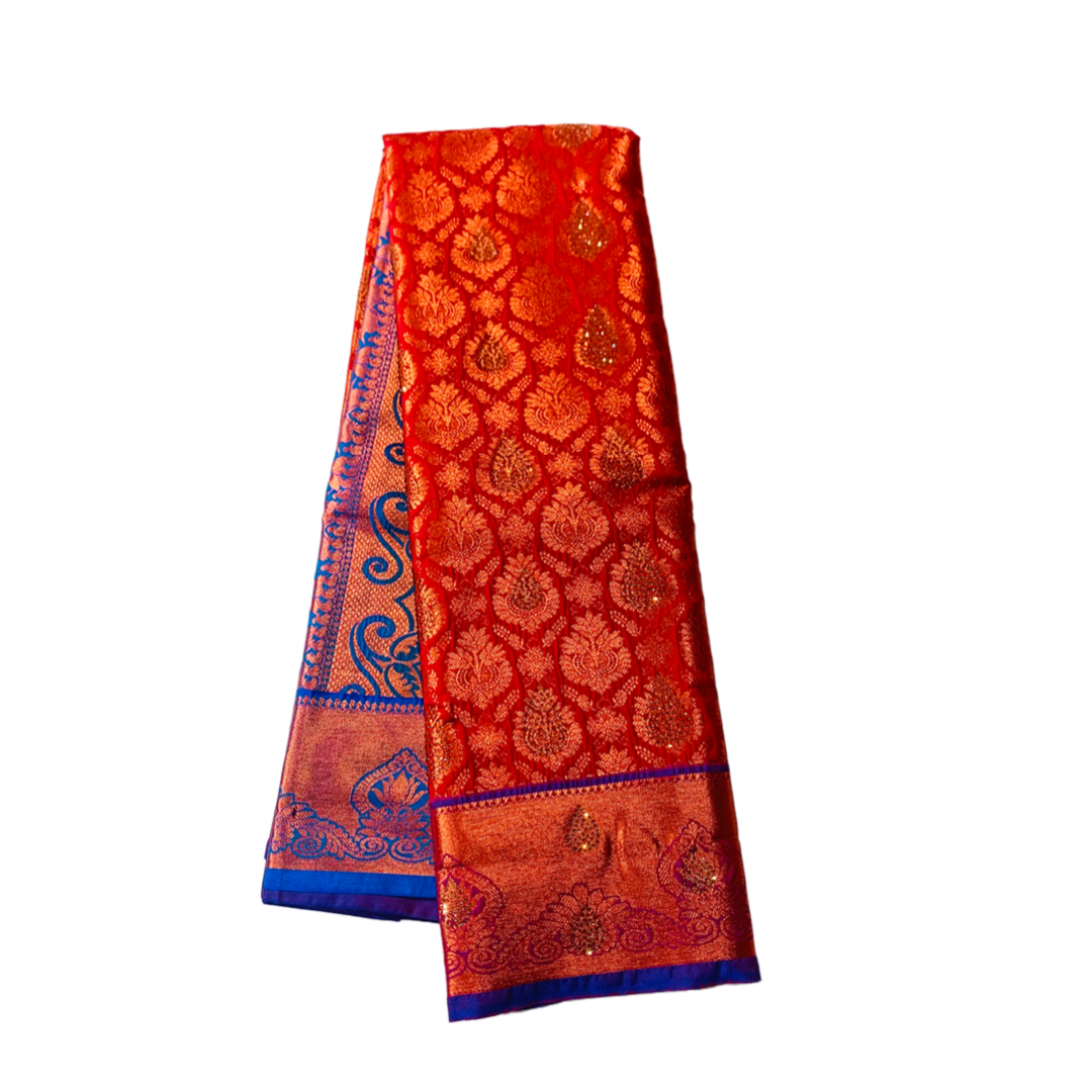 Vegan Silk Saree Maroon shade with Unstitched blouse in Aari work