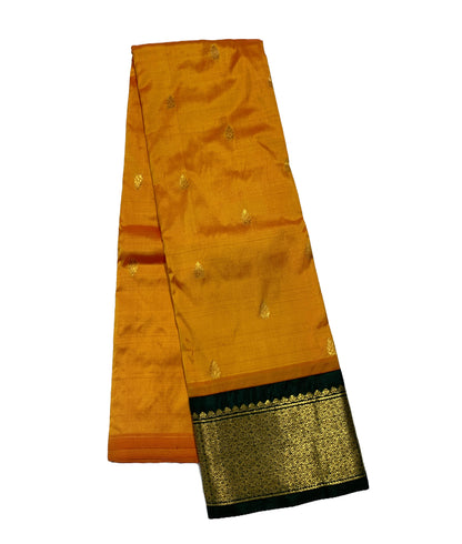 Pure Kanchipuram Silk Mango Yellow Colour