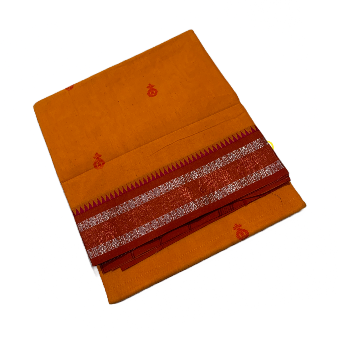 Chettinad Cotton Saree Mango Yellow