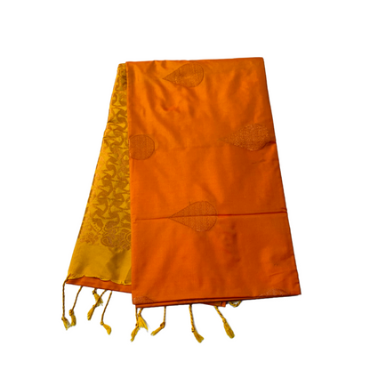 Soft Vegan Silk Saree Mango Yellow Colour with Border less.