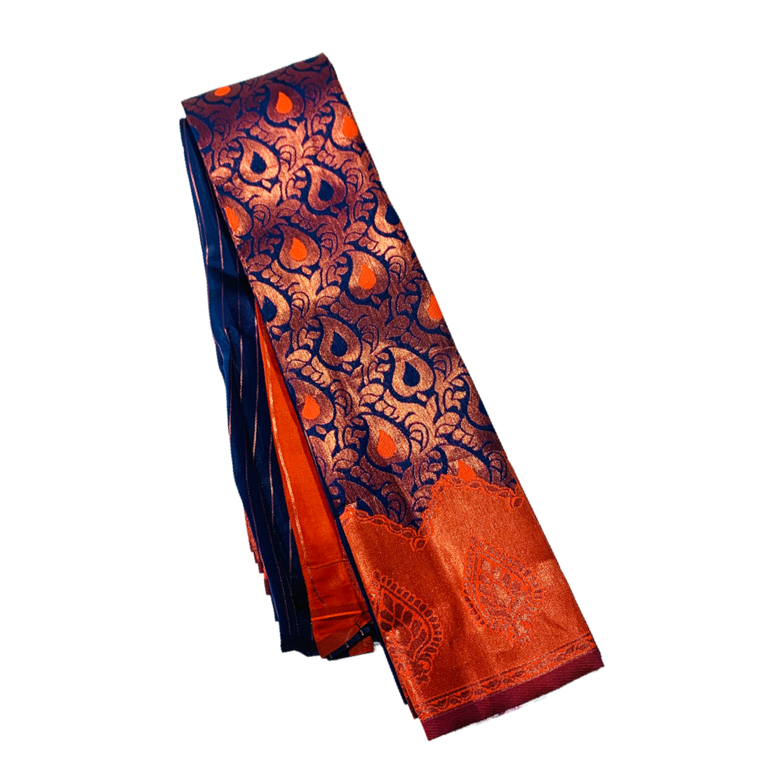 Navy Blue shade saree with Leaf Design