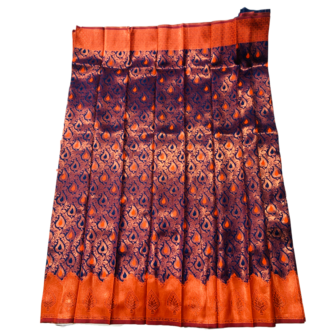 Navy Blue shade saree with Leaf Design