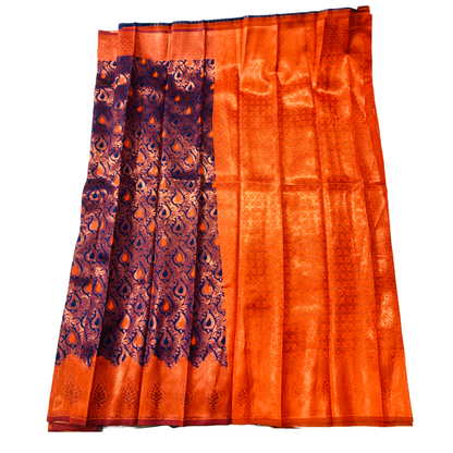 Navy Blue shade saree with Leaf Design