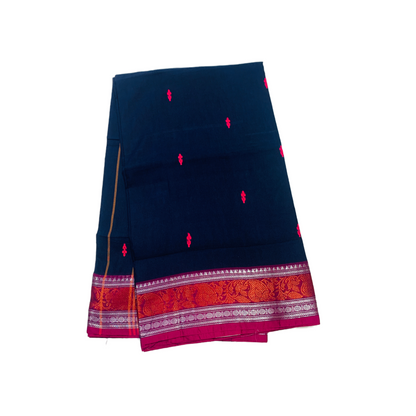 Chettinad Cotton Saree Navy Blue