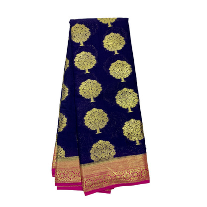 Crepe Saree Navy Blue Colour