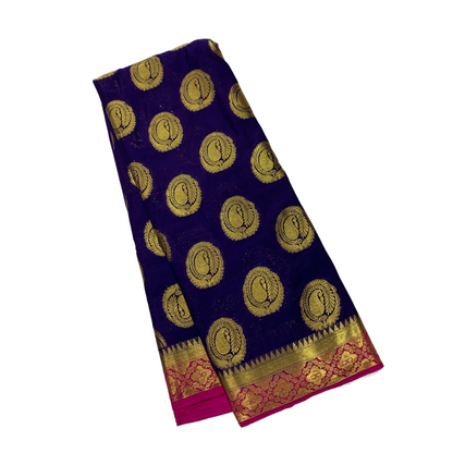 Crepe Saree Navy Blue Colour with Mango Design