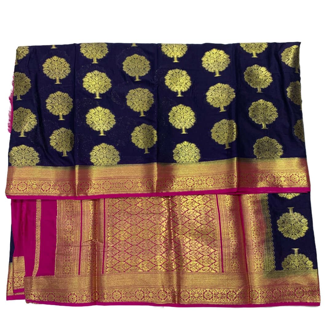 Crepe Saree Navy Blue Colour