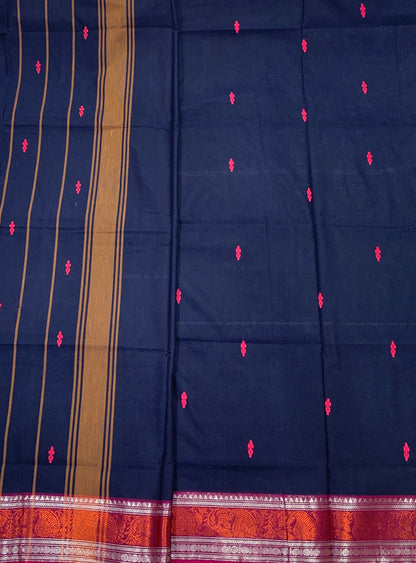 Chettinad Cotton Saree Navy Blue