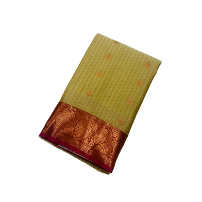 Sandal shade Semi Silk Saree with Copper Border with Floral Design