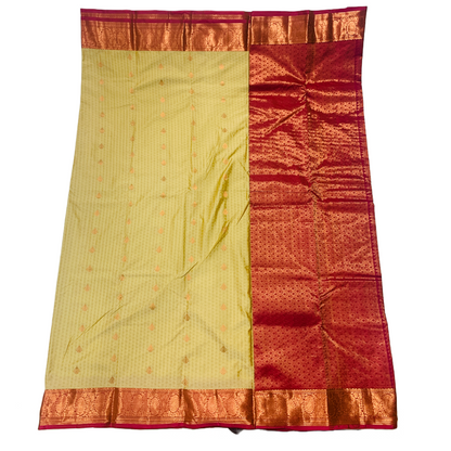 Sandal shade Semi Silk Saree with Copper Border with Floral Design