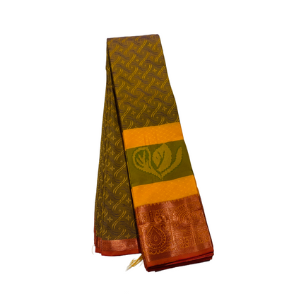 Olive Green shade saree with Copper Border