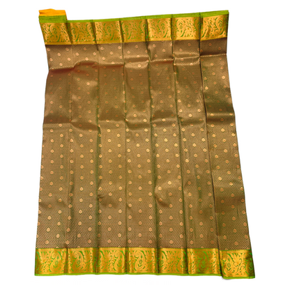 Olive Green shade saree with Copper Border with Mango Design