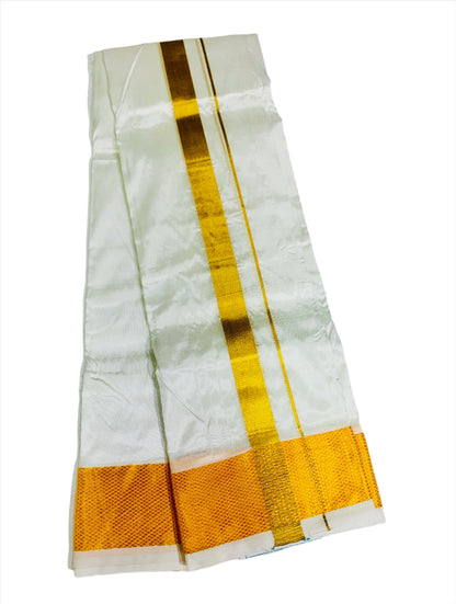 Semi Silk Dhoti 8 Mulam White Colour Medium Border