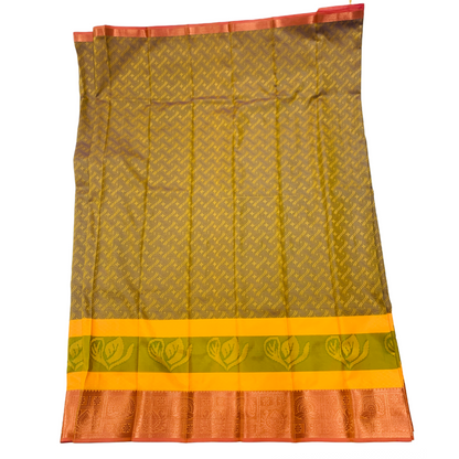 Olive Green shade saree with Copper Border