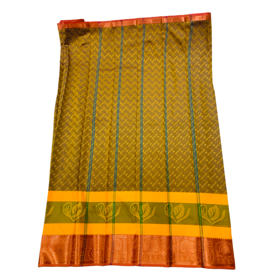 Olive Green shade saree with Copper Border