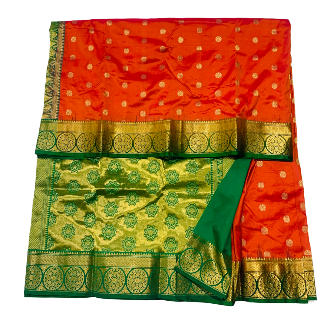 Pure Kanchipuram Silk Orange Colour