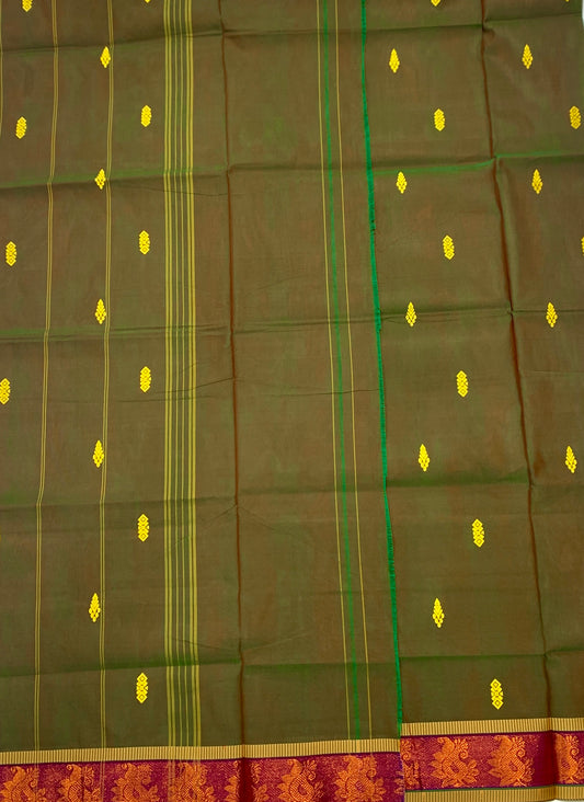 Chettinad cotton Saree Olive Green