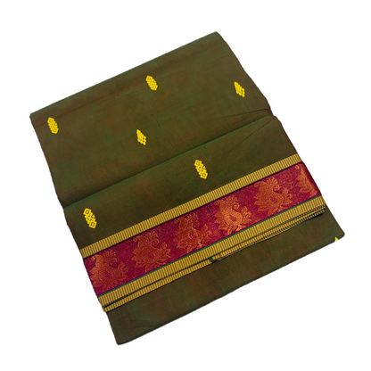 Chettinad cotton Saree Olive Green