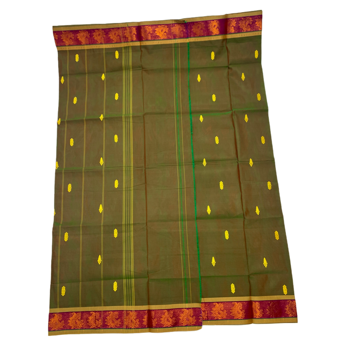 Chettinad cotton Saree Olive Green