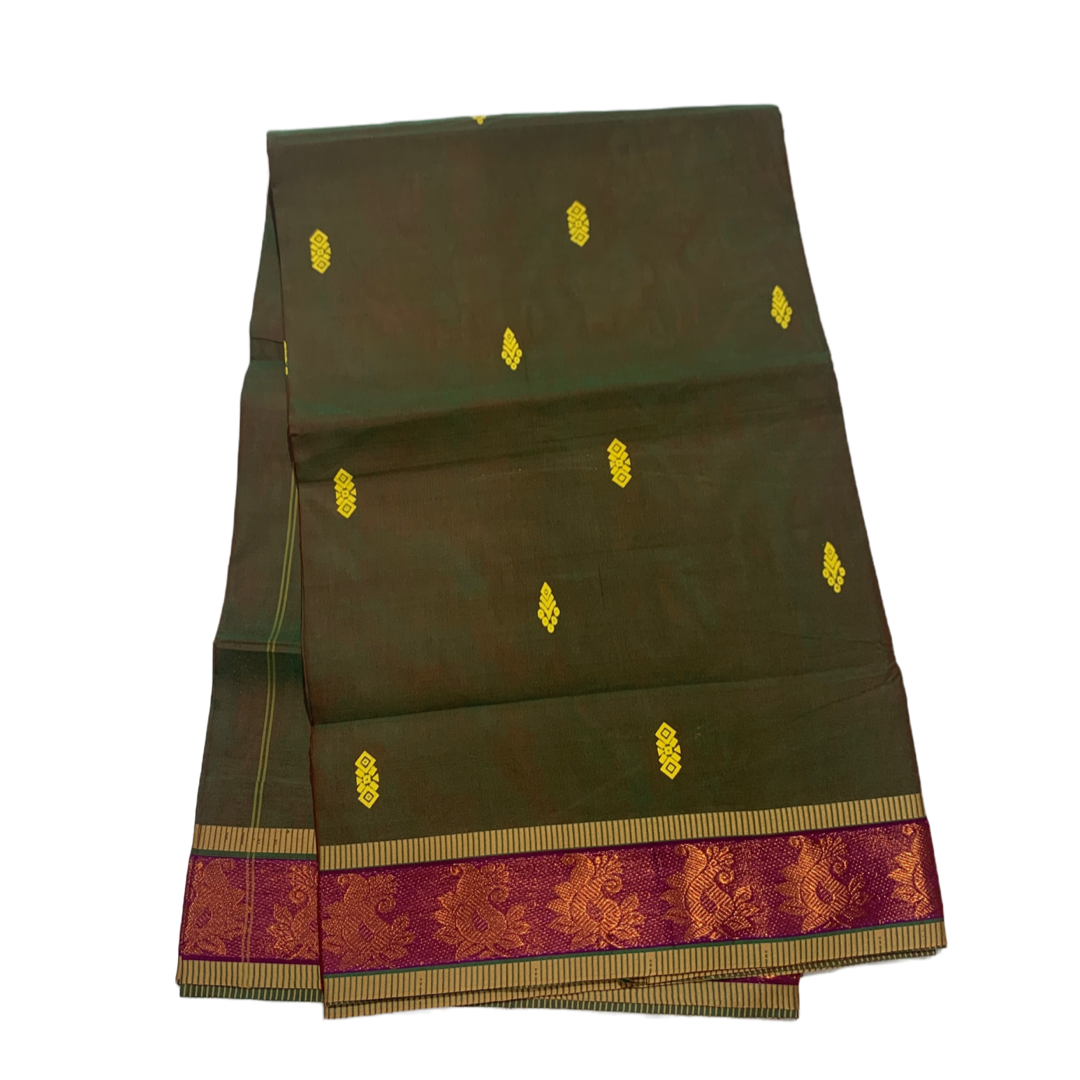 Chettinad cotton Saree Olive Green