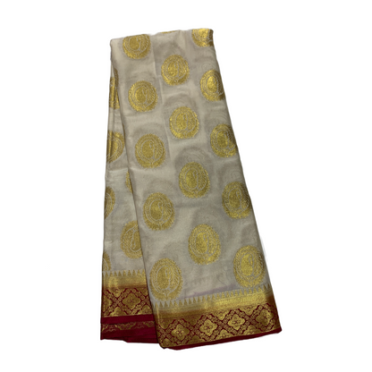 Crepe Saree Off White Colour with Mango Design