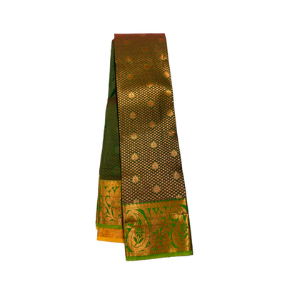 Olive Green shade saree with Copper Border with Mango Design