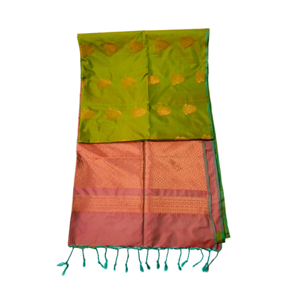 Soft Vegan Silk Saree  Pista Green Colour with Border less