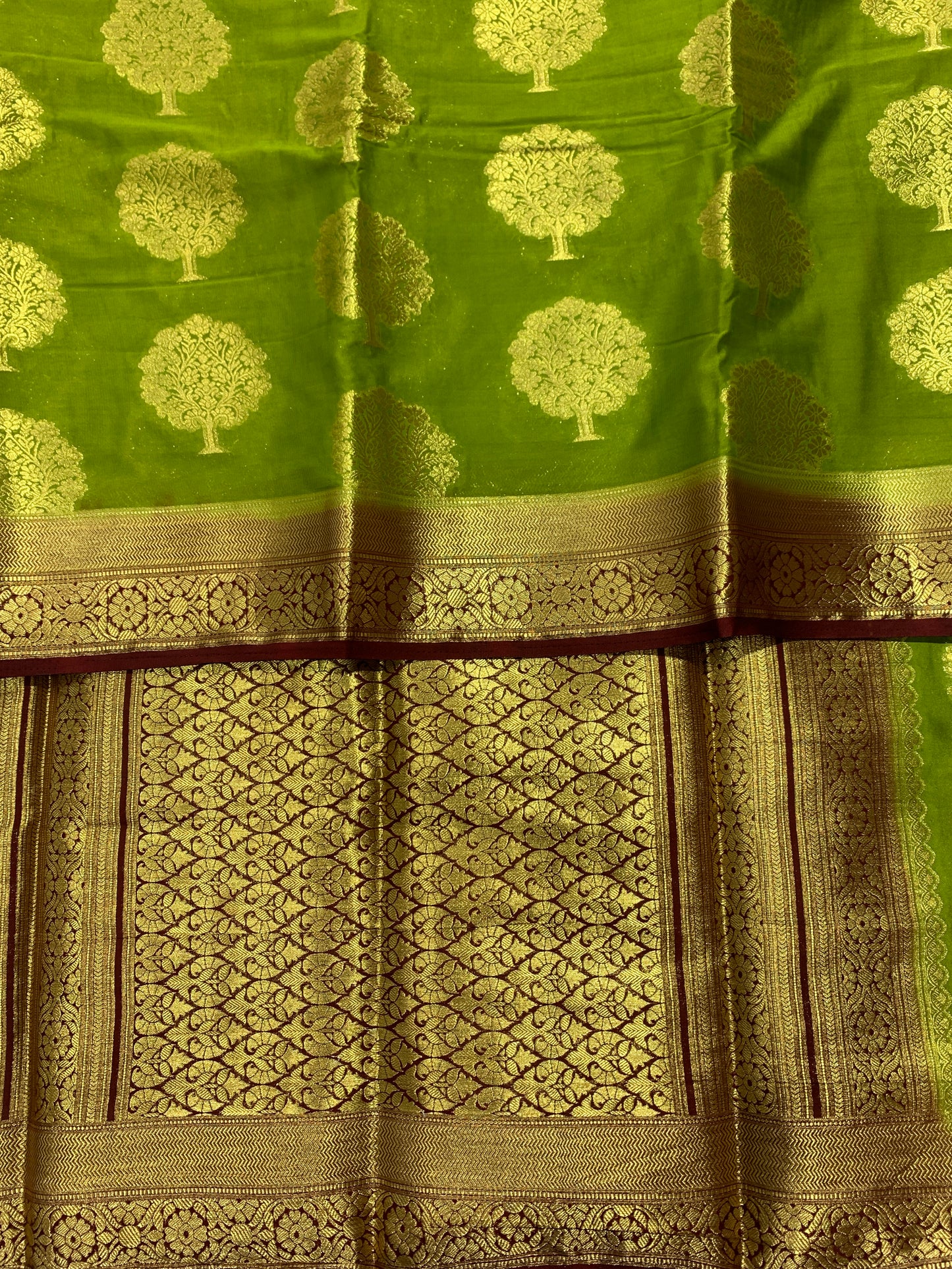 Crepe Saree Olive Green Colour