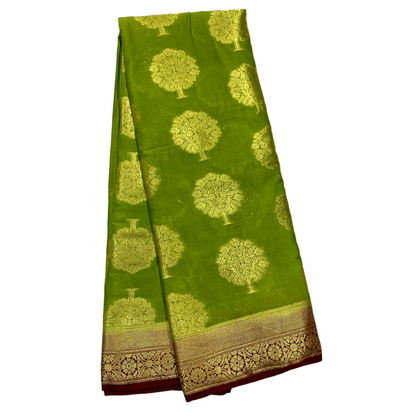 Crepe Saree Olive Green Colour