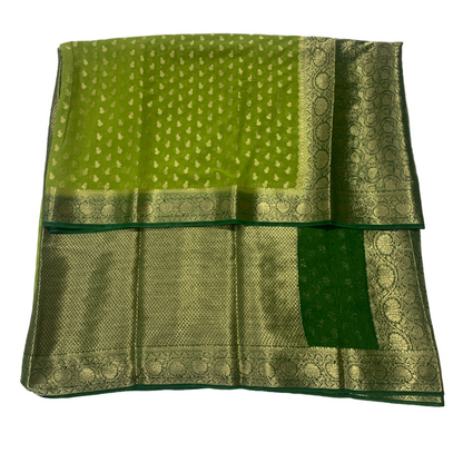 Georgette Crepe Saree Olive Green Colour